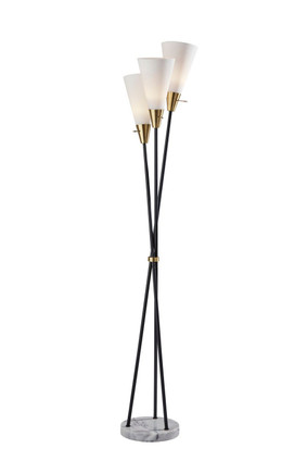 Adesso Home - 4336-01 - Three Light Torchiere - Dixon - Black W. Antique Brass