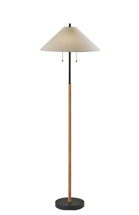 Adesso Home - 5184-12 - Two Light Floor Lamp - Palmer - Black & Natural Wood