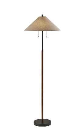 Adesso Home - 5184-15 - Two Light Floor Lamp - Palmer - Black & Walnut Wood