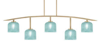 Toltec Lighting - 3745-NAB-4615 - Five Light Bar - Kurve - New Age Brass