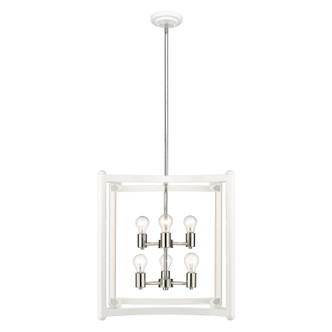 Acclaim Lighting - IN20041WH - Six Light Pendant - Coyle - White with Polished Nickel Cluster
