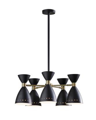 Adesso Home - 4280-01 - Five Light Chandelier - Oscar - Black W. Antique Brass