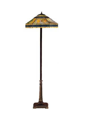Meyda Tiffany - 26567 - Two Light Floor Lamp - Cambridge - Oakaag Orange Purple/Blue Meyda Tiffany - 26567 - Two Light Floor Lamp - Cambridge - Oakaag Orange Purple/Blue