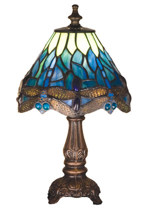 Meyda Tiffany - 26597 - One Light Mini Lamp - Tiffany Hanginghead Dragonfly - Blue/Green Lt Blue Green