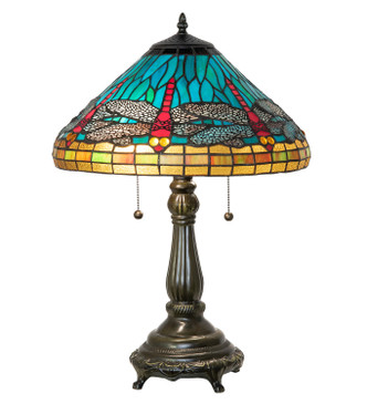 Meyda Tiffany - 268332 - Two Light Table Lamp - Tiffany Dragonfly - Mahogany Bronze
