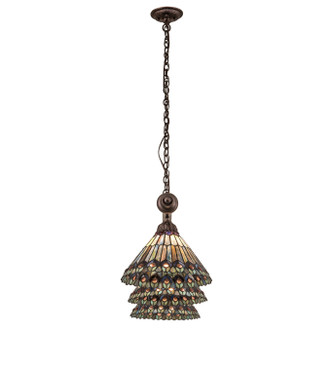 Tiffany Jeweled Peacock Three Light Island Pendant (268382)