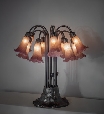 Amber/Purple Tiffany Pond Lily 12 Light Table Lamp (273108)