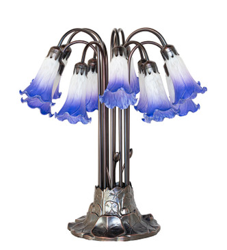 Blue/White Tiffany Pond Lily 12 Light Table Lamp (273426)