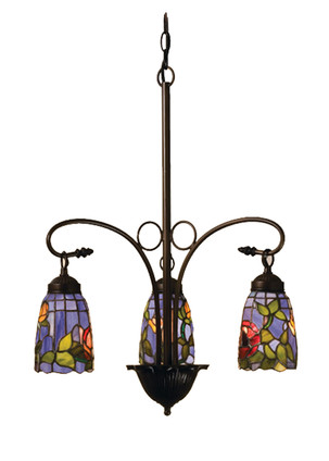 Meyda Tiffany - 27414 - Three Light Chandelier - Rosebush - Mahogany Bronze