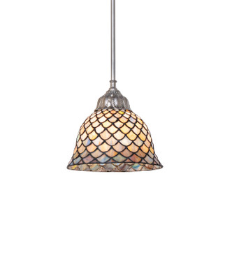 Meyda Tiffany - 275984 - One Light Mini Pendant - Tiffany Fishscale - Brushed Nickel