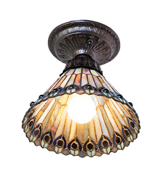 Tiffany Jeweled Peacock One Light Flushmount (276084)