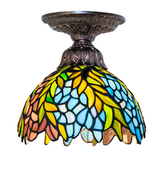 Meyda Tiffany - 276099 - One Light Flushmount - Tiffany Honey Locust - Mahogany Bronze