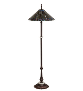 Tiffany Jeweled Peacock Three Light Floor Lamp (280073)
