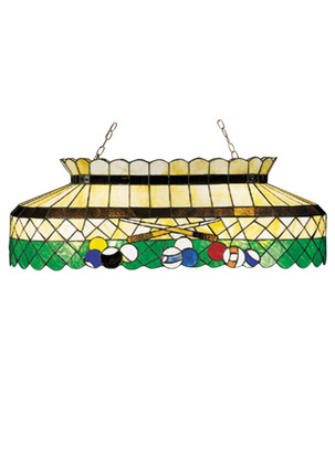 Meyda Tiffany - 28499 - Six Light Oblong Pendant - Green Billiard - Mahogany Bronze