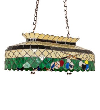 Green Billiard Six Light Oblong Pendant (28500)
