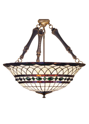 Meyda Tiffany - 30468 - Three Light Inverted Pendant - Tiffany Roman - Craftsman Brown