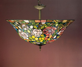 Meyda Tiffany - 31123 - Three Light Semi-Flushmount - Tiffany Rosebush - Mahogany Bronze
