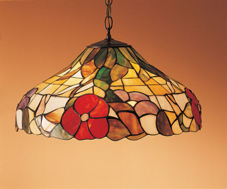Meyda Tiffany - 31622 - Three Light Pendant - Peony - Mahogany Bronze