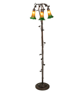Meyda Tiffany - 36973 - Three Light Floor Lamp - Amber/Green - Mahogany Bronze