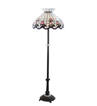 Meyda Tiffany - 37715 - Three Light Floor Lamp - Roseborder - Mahogany Bronze