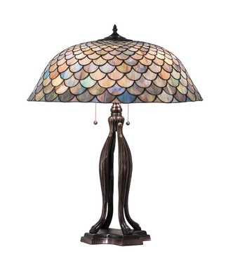 Tiffany Fishscale Three Light Table Lamp (38594)