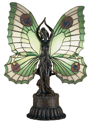 Meyda Tiffany - 48019 - Two Light Accent Lamp - Butterfly Lady - Antique Brass Meyda Tiffany - 48019 - Two Light Accent Lamp - Butterfly Lady - Antique Brass
