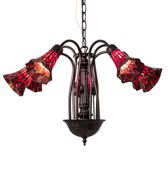 Meyda Tiffany - 49252 - Seven Light Chandelier - Stained Glass Pond Lily - Mahogany Bronze