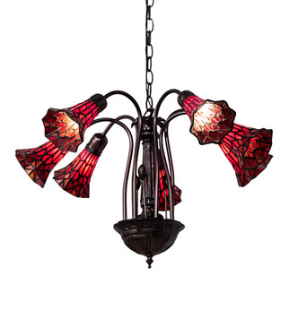 Stained Glass Pond Lily Seven Light Chandelier (49252)