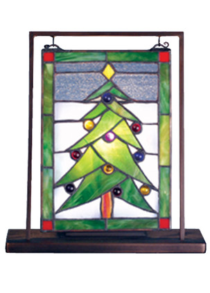 Meyda Tiffany - 69658 - Mini Tabletop Window - Christmas Tree - Mahogany Bronze Meyda Tiffany - 69658 - Mini Tabletop Window - Christmas Tree - Mahogany Bronze