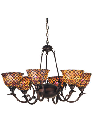 Meyda Tiffany - 74043 - Six Light Chandelier - Fishscale - Mahogany Bronze