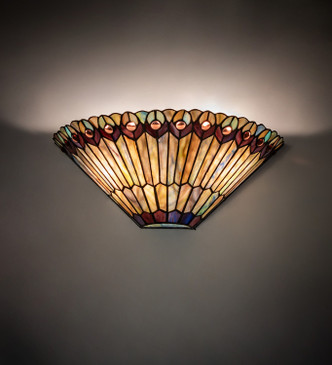 Tiffany Jeweled Peacock 17" Wall Sconce (82882)