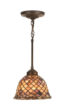 Meyda Tiffany - 98821 - One Light Mini Pendant - Fishscale - Mahogany Bronze