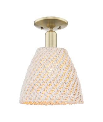 Innovations - 716-1C-AB-NBD-9-NAT - One Light Semi-Flush Mount - Arcadia - Antique Brass