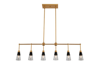 Kalco - 513161BNB - Six Light Island Pendant - Ponti - Matte Black w New Brass