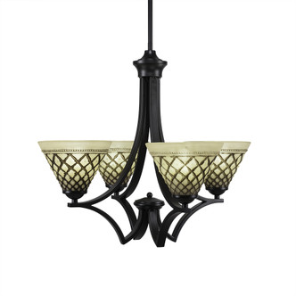 Toltec Lighting - 564-MB-7185 - Four Light Chandelier - Zilo - Matte Black