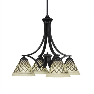Toltec Lighting - 568-MB-7185 - Four Light Chandelier - Zilo - Matte Black
