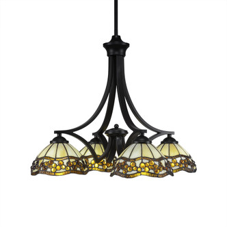 Toltec Lighting - 568-MB-9975 - Four Light Chandelier - Zilo - Matte Black