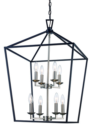 Trans Globe Imports - 10265 BK/BN - Eight Light Pendant - Black / Brushed Nickel