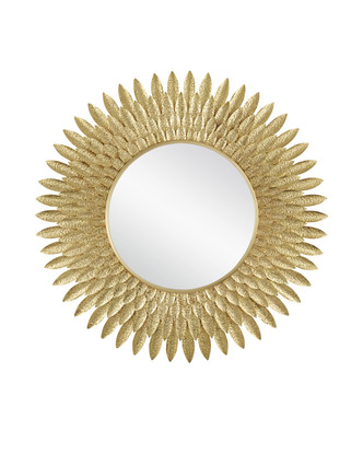 Currey and Company - 1000-0160 - Mirror - Plume Round Mirror - Brass