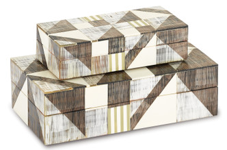 Currey and Company - 1200-0370 - Boxes Set of 2 - Modernist Collection - Gray/Natural