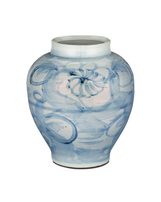 Currey and Company - 1200-0844 - Preserve Pot - Ming-Style Countryside - Off-White/Pale Blue