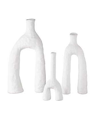 Currey and Company - 1200-0889 - Vase Set of 3 - Zante - Matte White