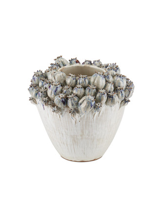 Currey and Company - 1200-0966 - Vase - Poppy Pod Crown Collection - Ivory / Reactive Blue & Purple