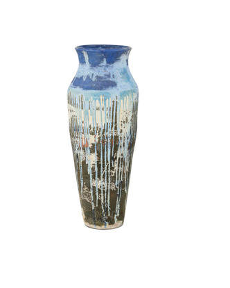 Currey and Company - 2200-0043 - Urn - Capizzi Collection - Antique White / Blue Drip