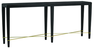 Currey and Company - 3000-0097 - Console Table - Verona Collection - Black Lacquered Linen/Champagne