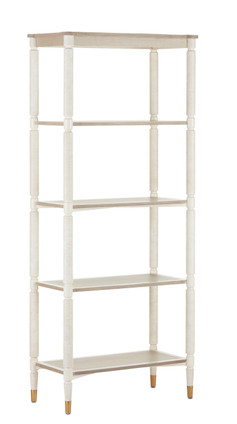 Currey and Company - 3000-0203 - Etagere - Aster Collection - Off White/Fog/Brass
