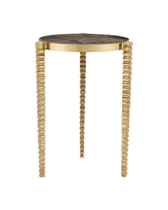 Currey and Company - 4000-0180 - Accent Table - Corrado Cappuccino Marble Accent Table - Polished Brass/Natural