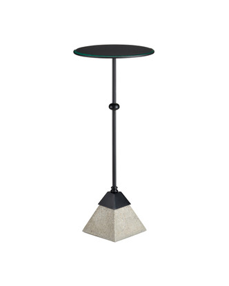 Currey and Company - 4000-0185 - Accent Table - Parna Concrete Accent Table - Satin Black/Polished Concrete/Clear
