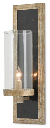 Currey and Company - 5000-0025 - One Light Wall Sconce - Charade Collection - Antique Silver Leaf/Black Penshell Crackle