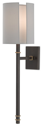 Currey and Company - 5000-0119 - One Light Wall Sconce - Rocher Bronze Wall Sconce - Hand Rubbed Bronze/Contemporary Gold Leaf